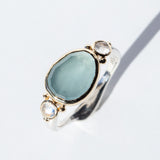 Aquamarine Ring with Moonstones