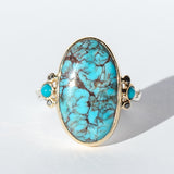 Prince Egyptian Turquoise Ring with Black Diamonds