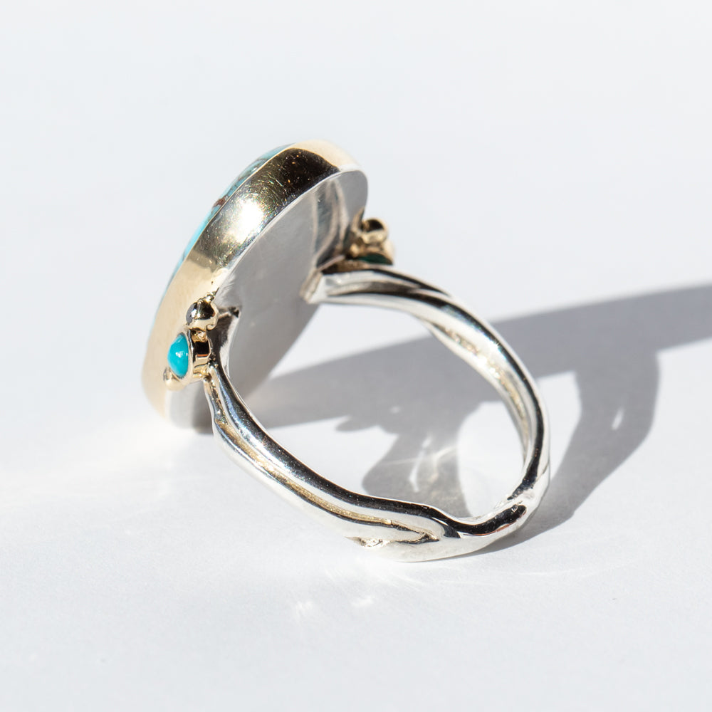 Prince Egyptian Turquoise Ring with Black Diamonds