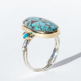 Prince Egyptian Turquoise Ring with Black Diamonds