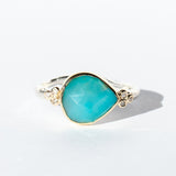 Peruvian Opal Ring with Diamond Clusters
