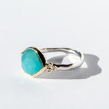Peruvian Opal Ring with Diamond Clusters