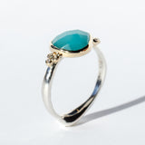 Peruvian Opal Ring with Diamond Clusters