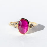 Ruby Ring with Diamond Clusters