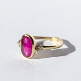 Ruby Ring with Diamond Clusters