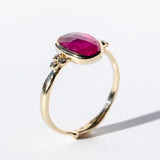 Ruby Ring with Diamond Clusters