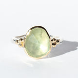 Prehnite Ring with Gold Beads