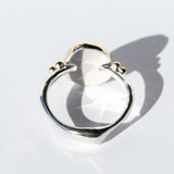 Prehnite Ring with Gold Beads