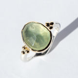 Prehnite Ring with Gold Beads