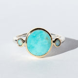 Round Turquoise Ring with Australian Opals