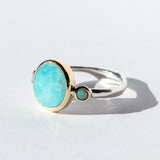 Round Turquoise Ring with Australian Opals