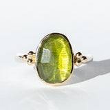 Vessonite Garnet Ring with Gold Beads