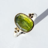 Vessonite Garnet Ring with Gold Beads