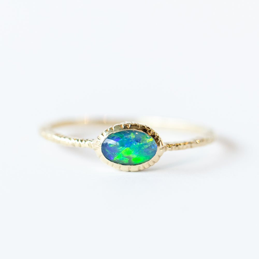 Horizontal Oval Opal Ring