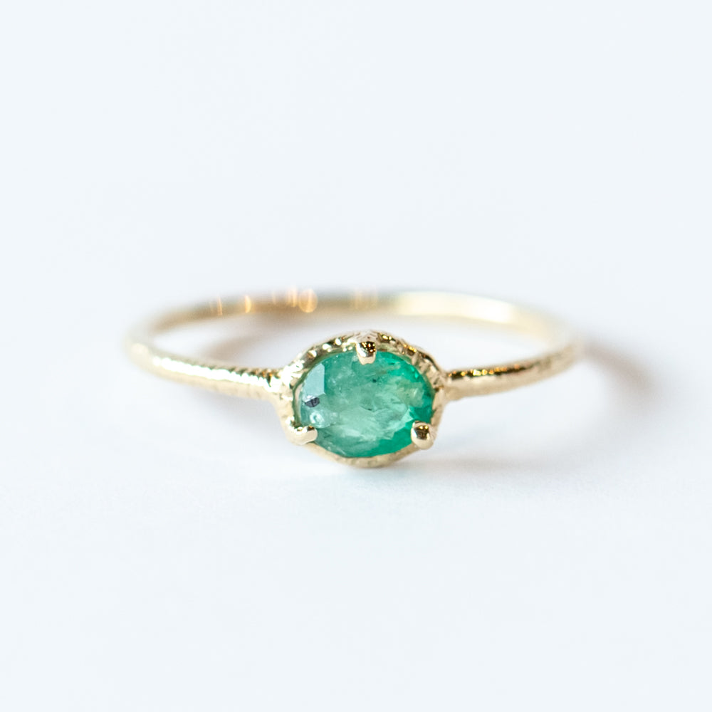 Horizontal Oval Emerald Ring