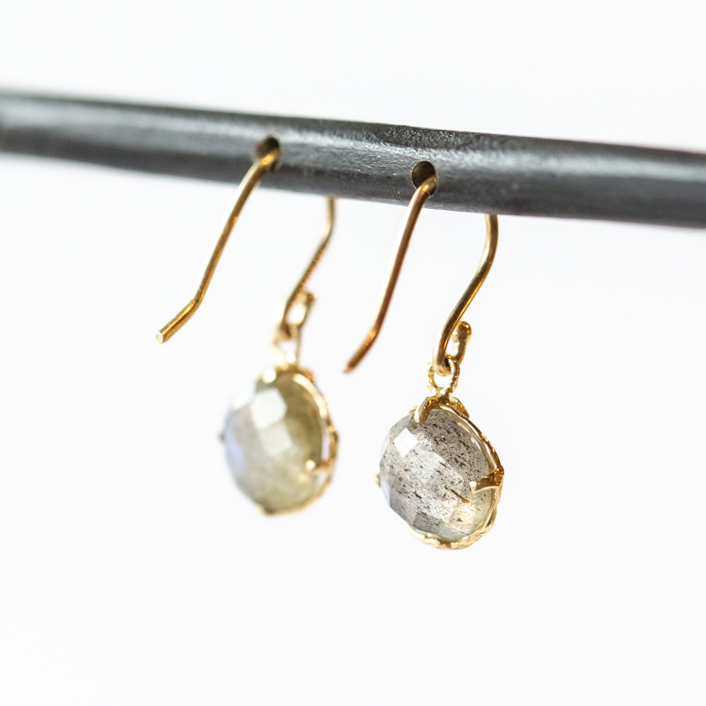 Labradorite and Diamond Drop Earrings