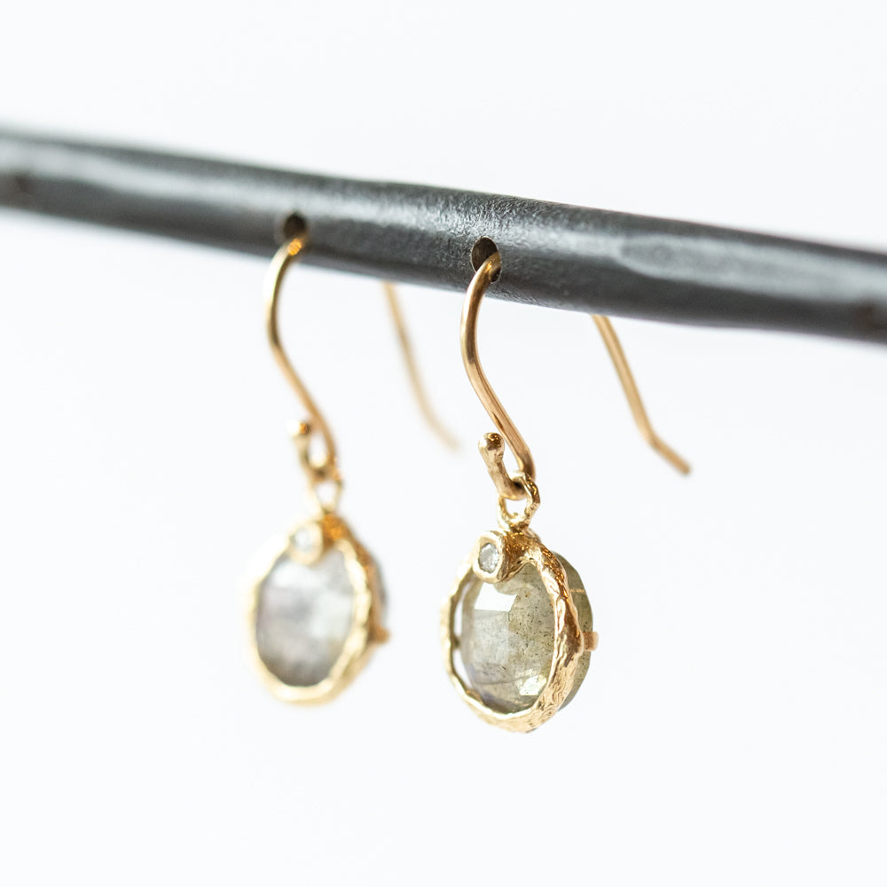 Labradorite and Diamond Drop Earrings