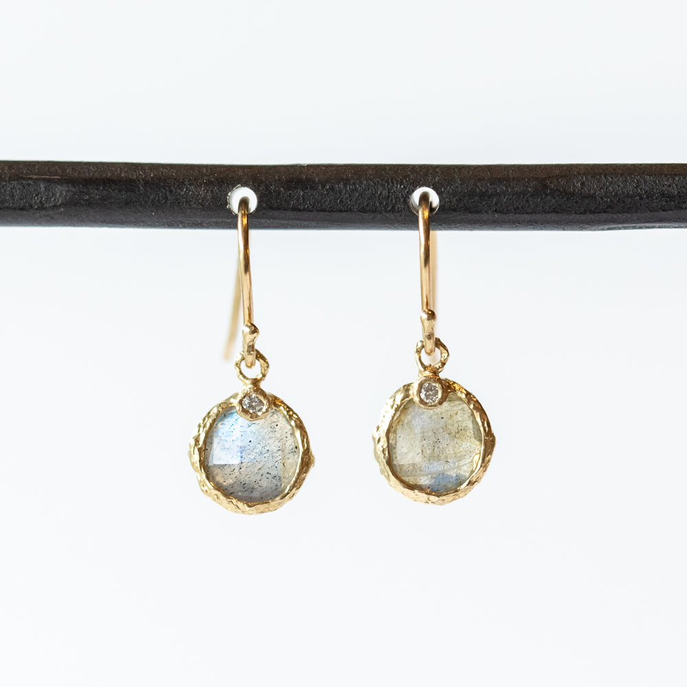 Labradorite and Diamond Drop Earrings