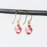 Pink Quartz and Diamond Drop Earrings