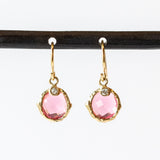 Pink Quartz and Diamond Drop Earrings
