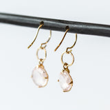 Rose Quartz and Diamond Drop Earrings