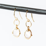 Rose Quartz and Diamond Drop Earrings