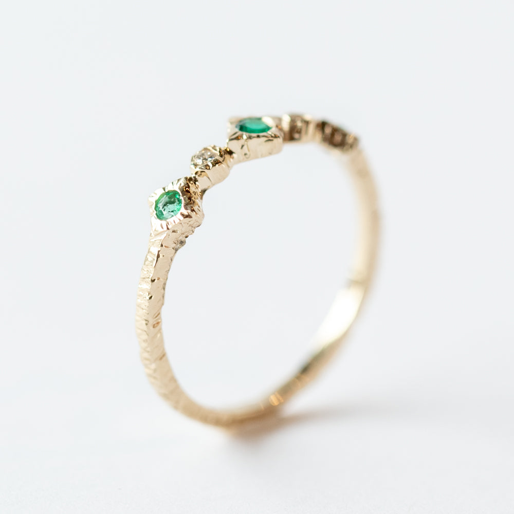 Emerald and Diamond Five-Stone Ring