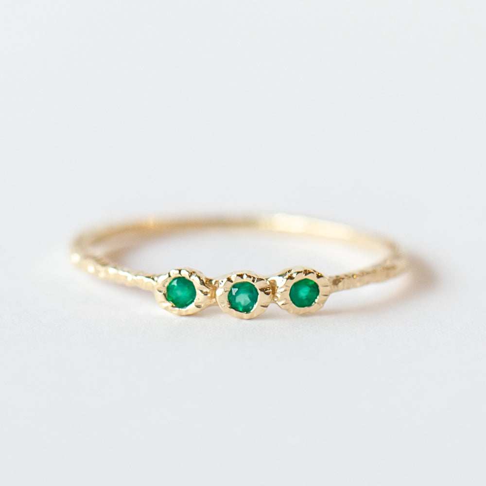 Green Onyx Three-Stone Stacking Ring