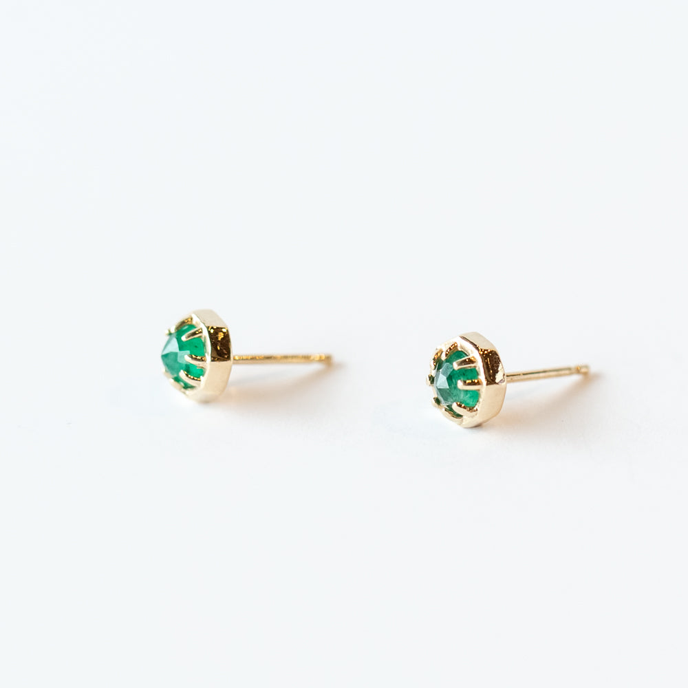 Small Emerald Octagon Stud Earrings