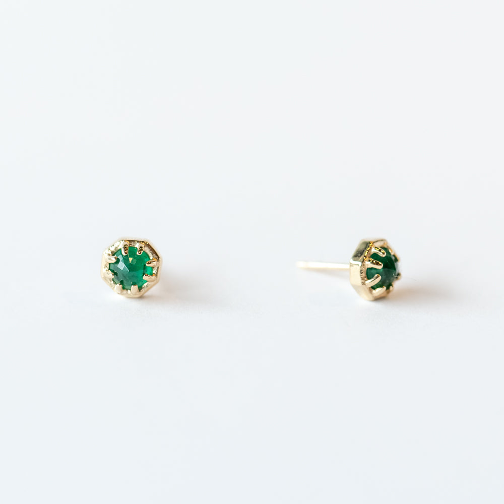 Small Emerald Octagon Stud Earrings