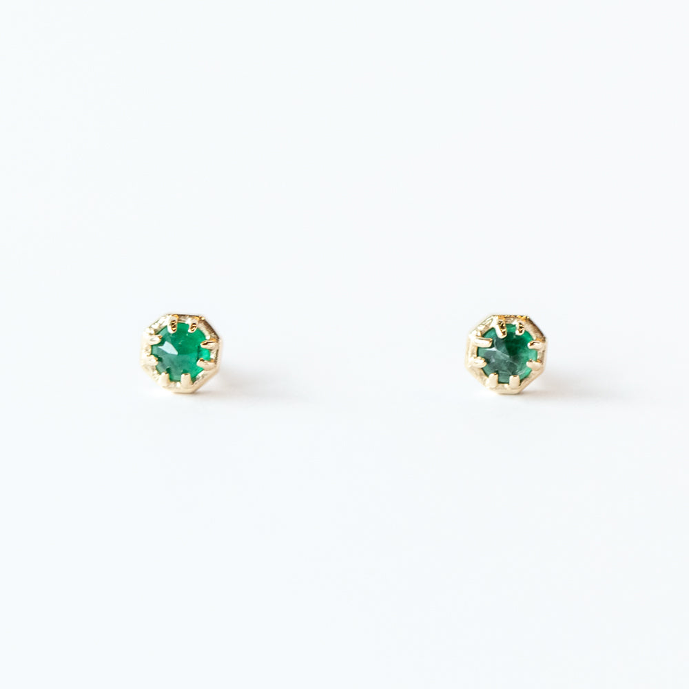 Small Emerald Octagon Stud Earrings