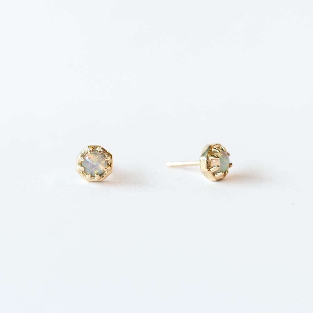 Small Opal Octagon Stud Earrings