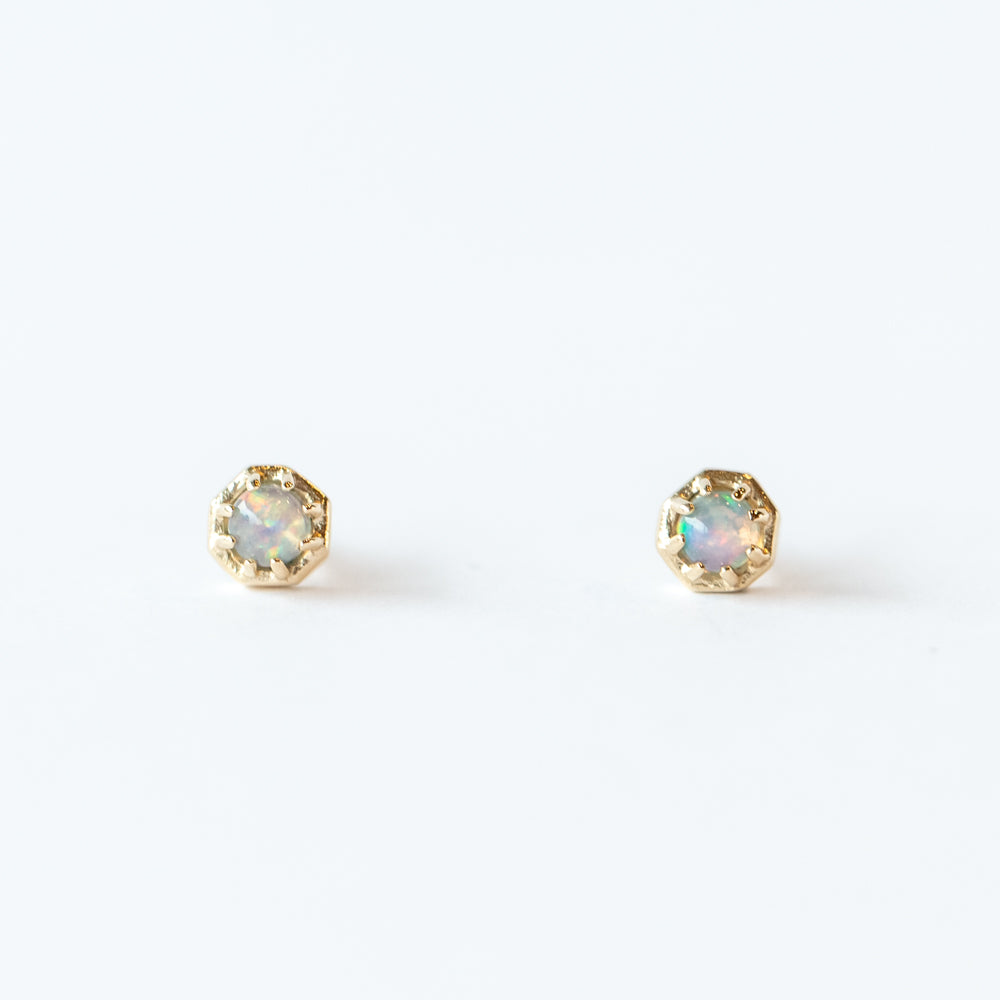 Small Opal Octagon Stud Earrings