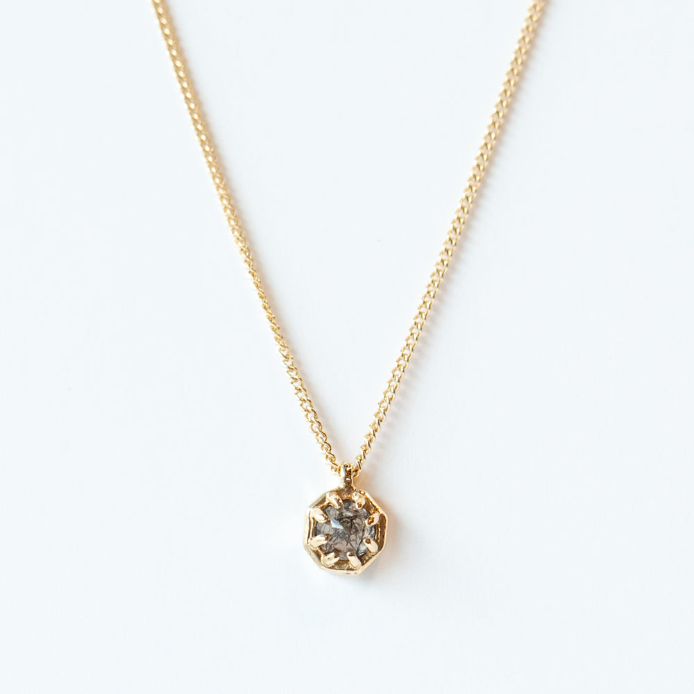 Small Tourmalated Quartz Octagon Necklace
