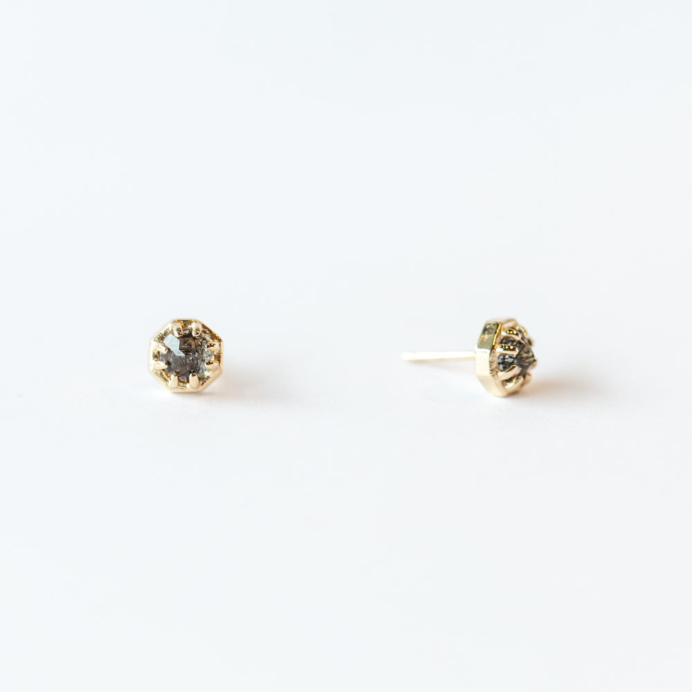 Small Tourmalated Quartz Octagon Stud Earrings