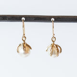 White Akoya Pearl Claw Drop Earrings
