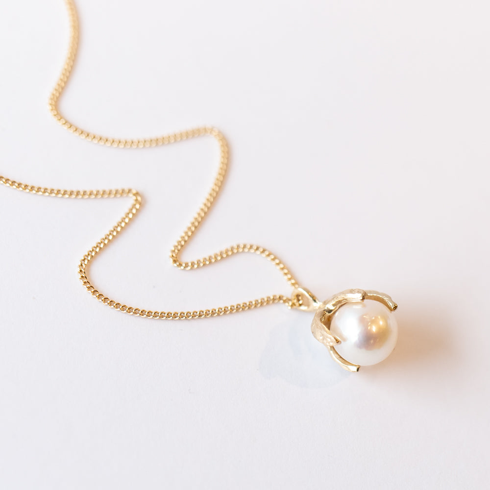 White Akoya Pearl Claw Necklace