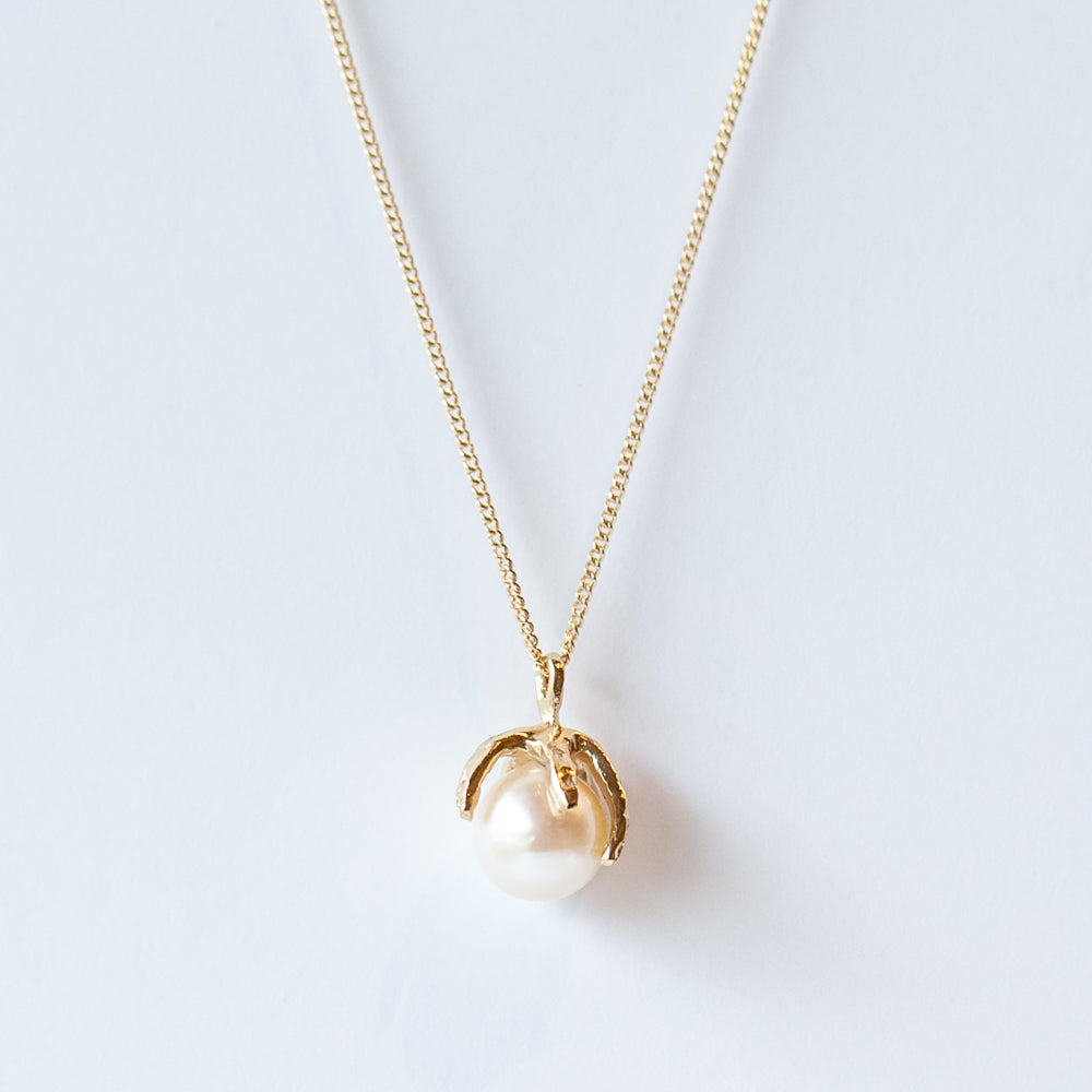White Akoya Pearl Claw Necklace