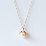 White Akoya Pearl Claw Necklace