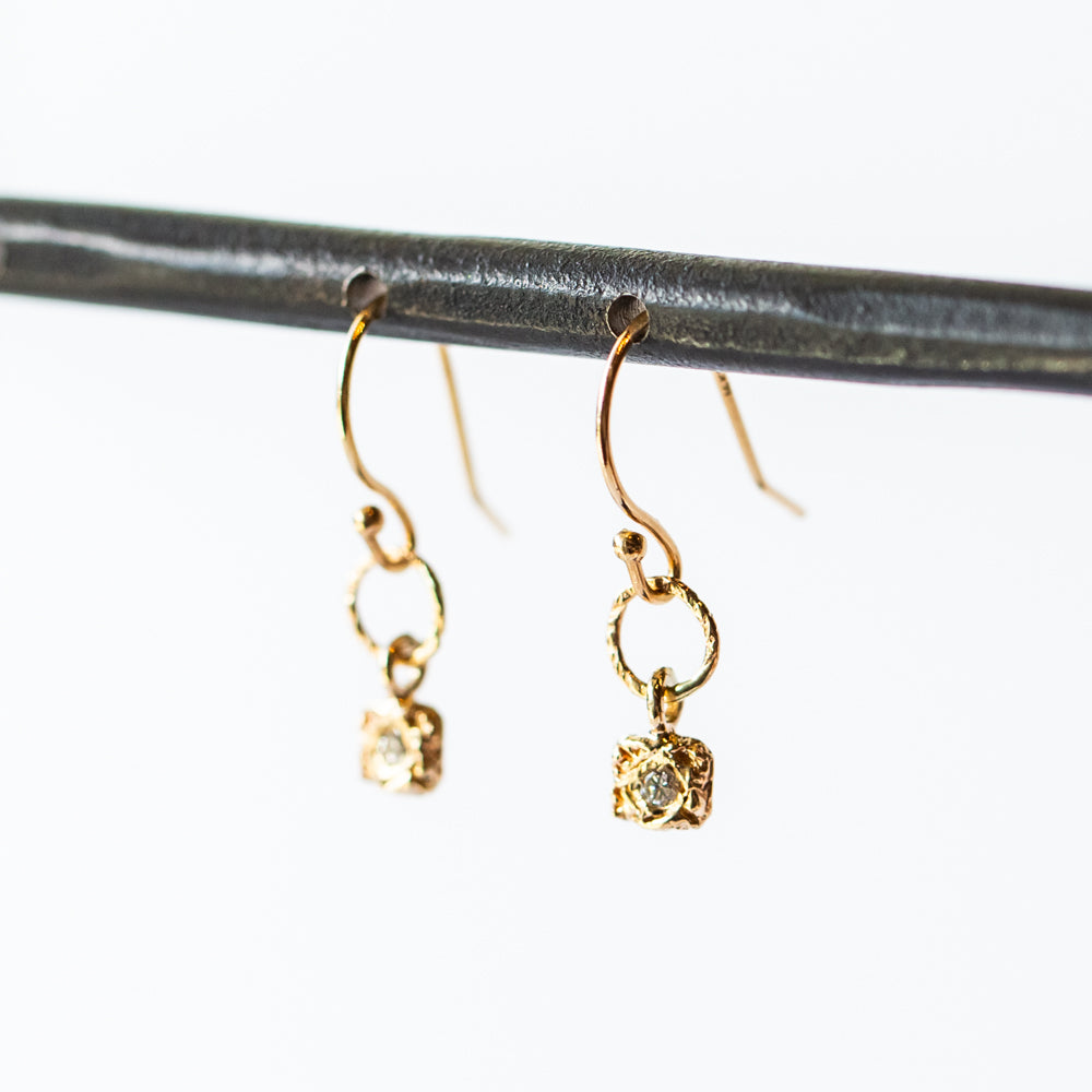 Square Diamond Drop Earrings