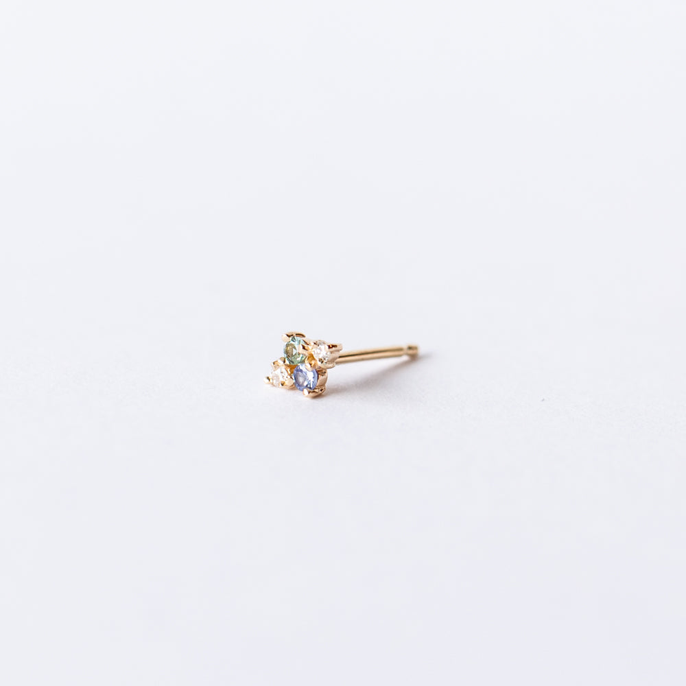 Sapphire, Tourmaline, and Diamond Covey Stud Earring (Single)