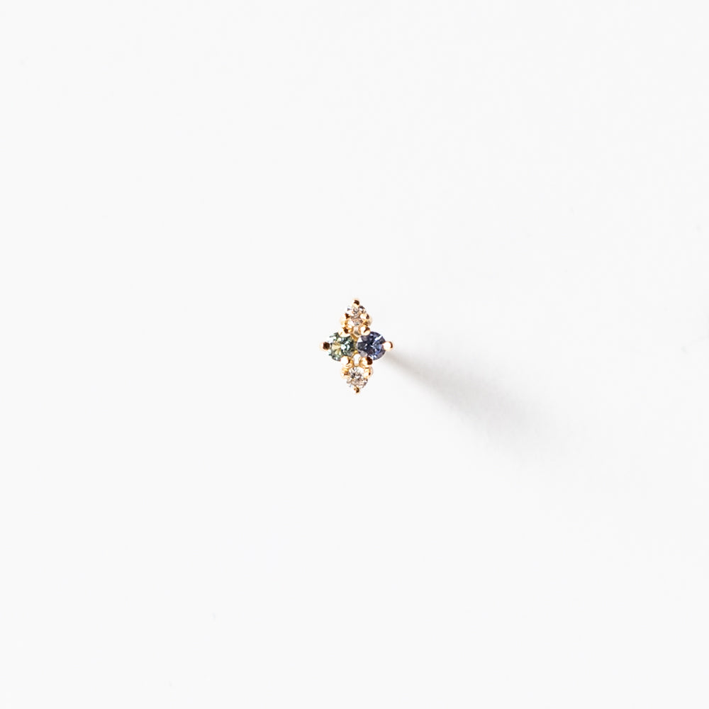 Sapphire, Tourmaline, and Diamond Covey Stud Earring (Single)