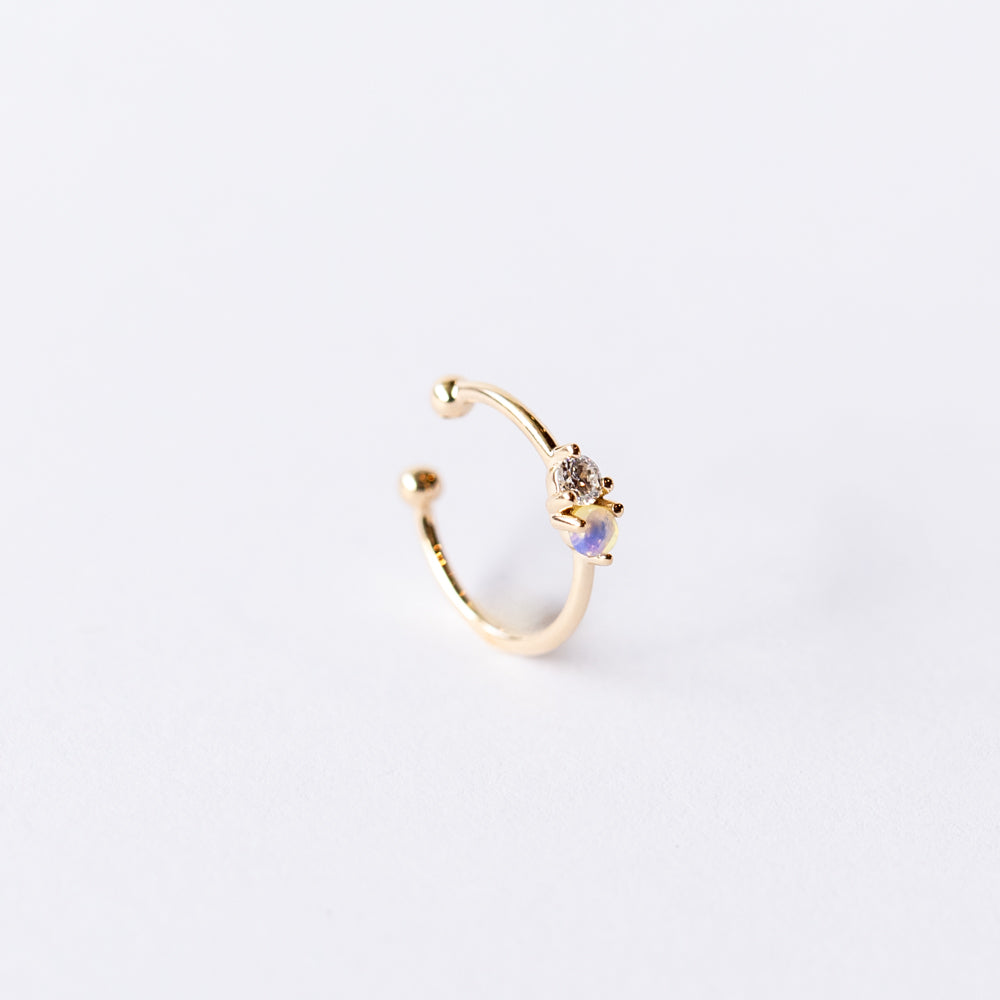 Opal and Diamond Two-Step Ear Cuff