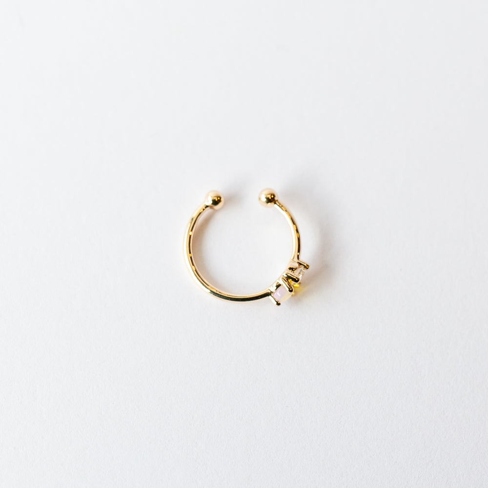 Opal and Diamond Two-Step Ear Cuff