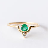 Small Round Nestled Emerald and Diamond Ring