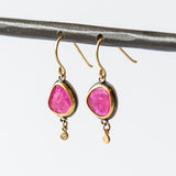 Asymmetrical Ruby Drop Earrings with Diamond Drop