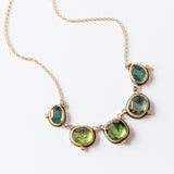 Rose Cut Five-Stone Green Tourmaline Necklace