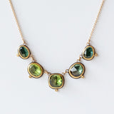 Rose Cut Five-Stone Green Tourmaline Necklace