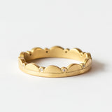 Side Scalloped Eternity Band with Diamond Dots