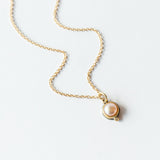 Small White Pearl Necklace with Diamond Dot